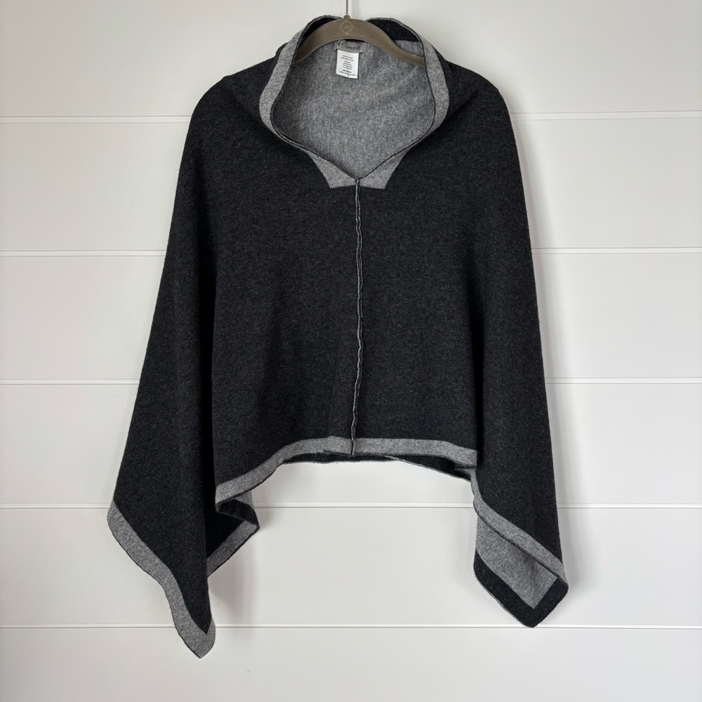 Cerretelli Firenze Cashmere Wool Blend Poncho in Charcoal Gray